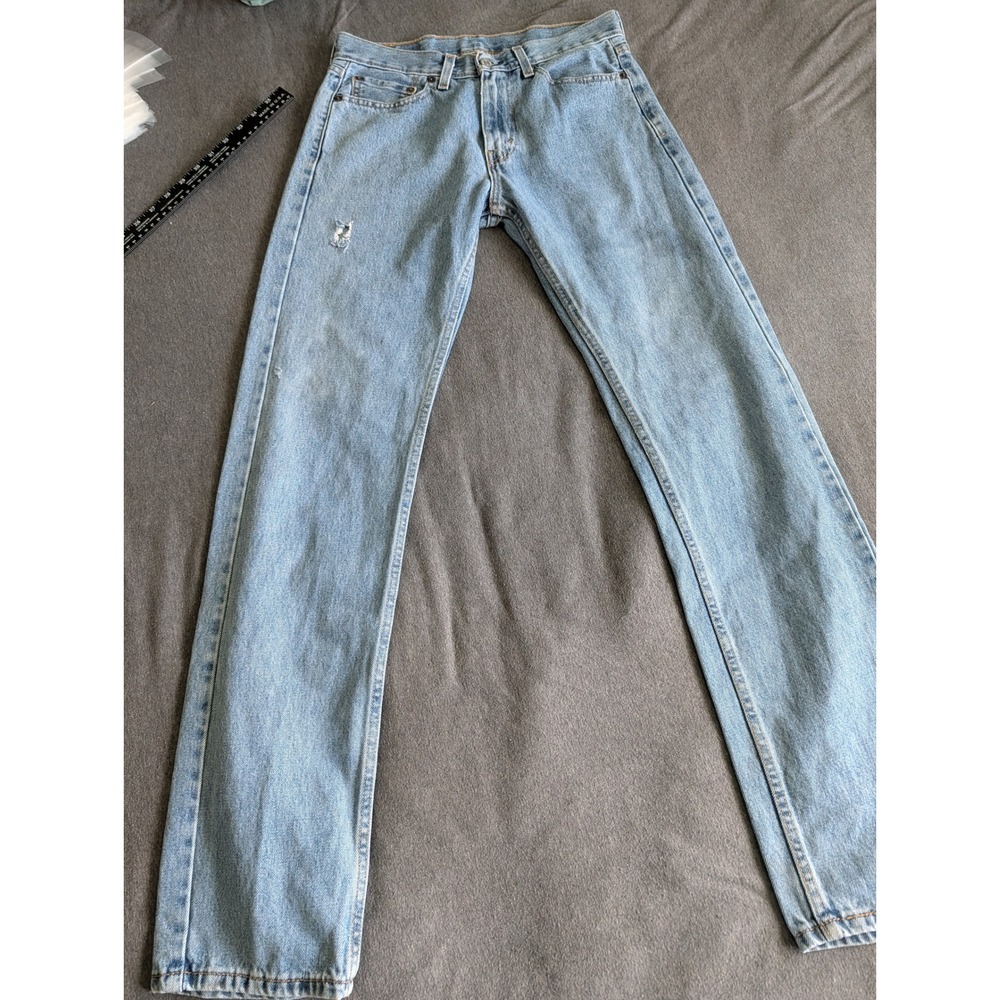 Levis 505 Regular Fit Straight Leg Light Wash Denim Jeans W29 L34 Mens